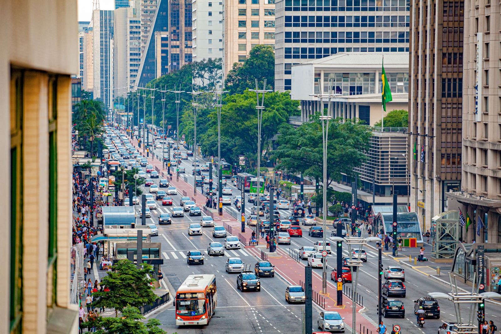 Vista aérea da Avenida Paulista, em São Paulo